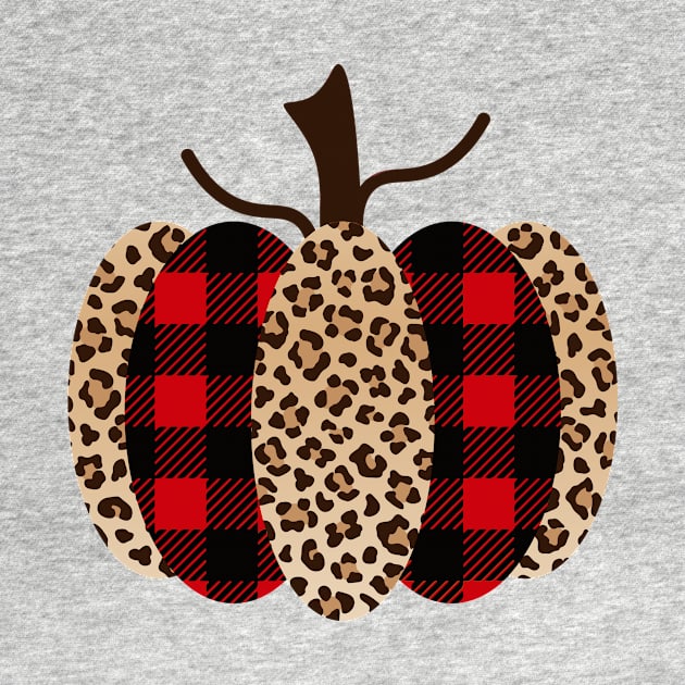 Fall Pumpkin with Red and Black Plaid and Leopard Print by Unified by Design